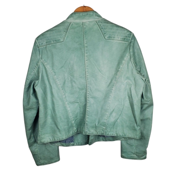 Women's Chico's Vegan Leather Jacket. Green. Chico's Size 2 (12 Or MED conv) - Picture 9 of 15
